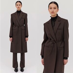 NWT BIANCA SPENDER Tie Waist Lightweight Wool Deadstock Long Duster Overcoat L